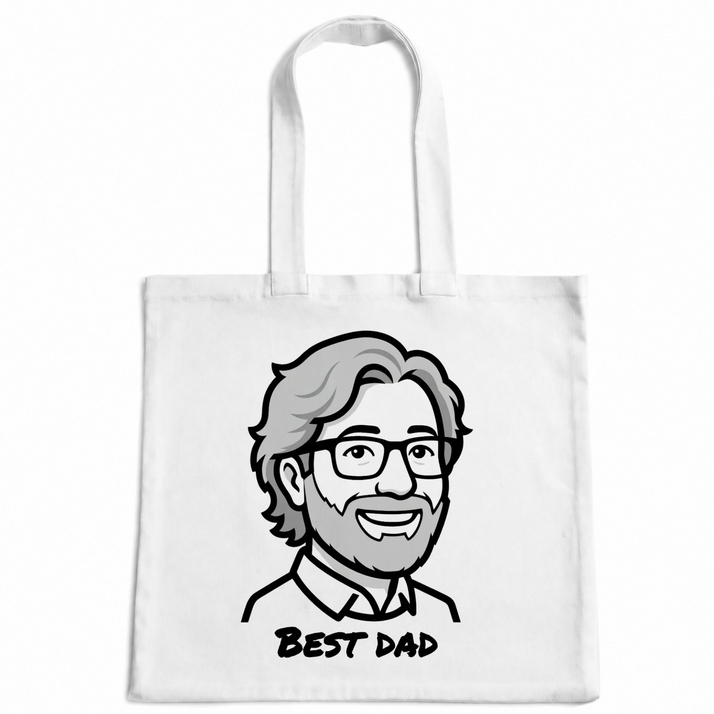 Portrait redessiné à l'encre de Chine, imprimé sur un tote bag en coton