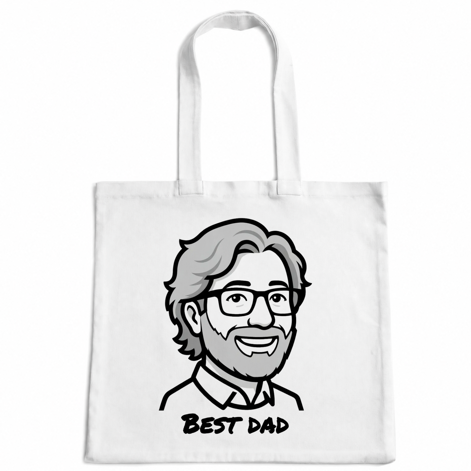 Portrait redessiné à l'encre de Chine, imprimé sur un tote bag en coton