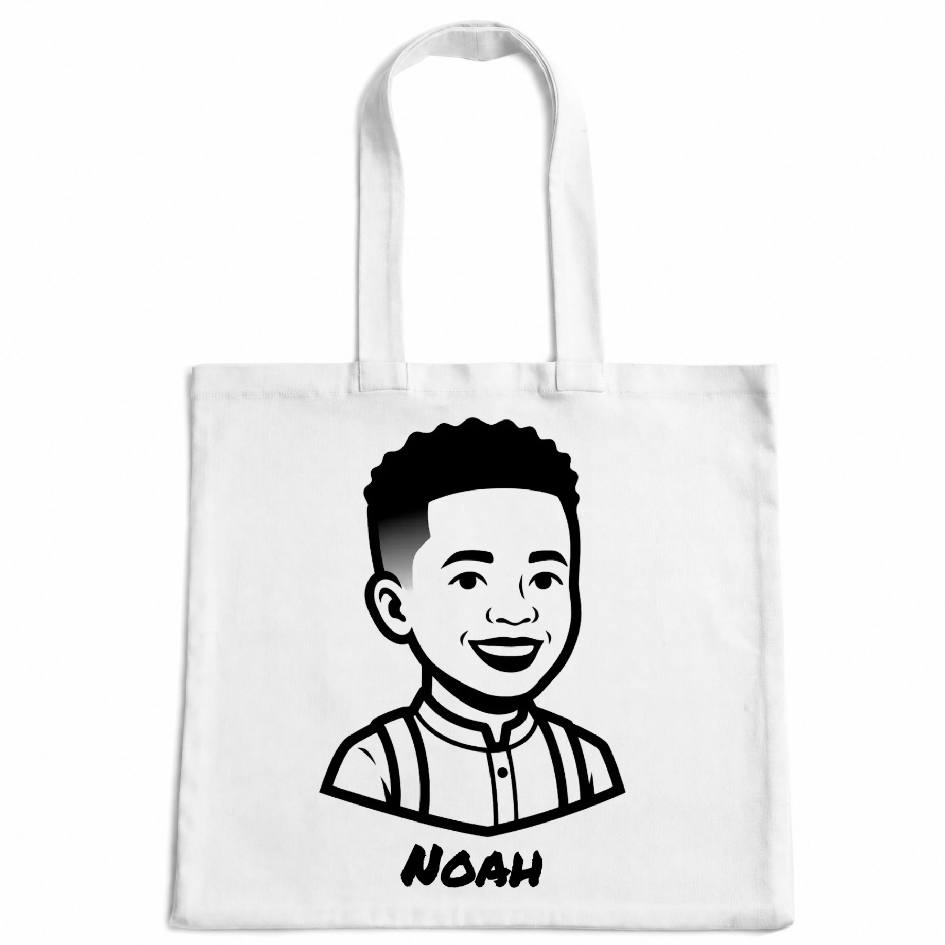 Portrait redessiné à l'encre de Chine, imprimé sur un tote bag en coton