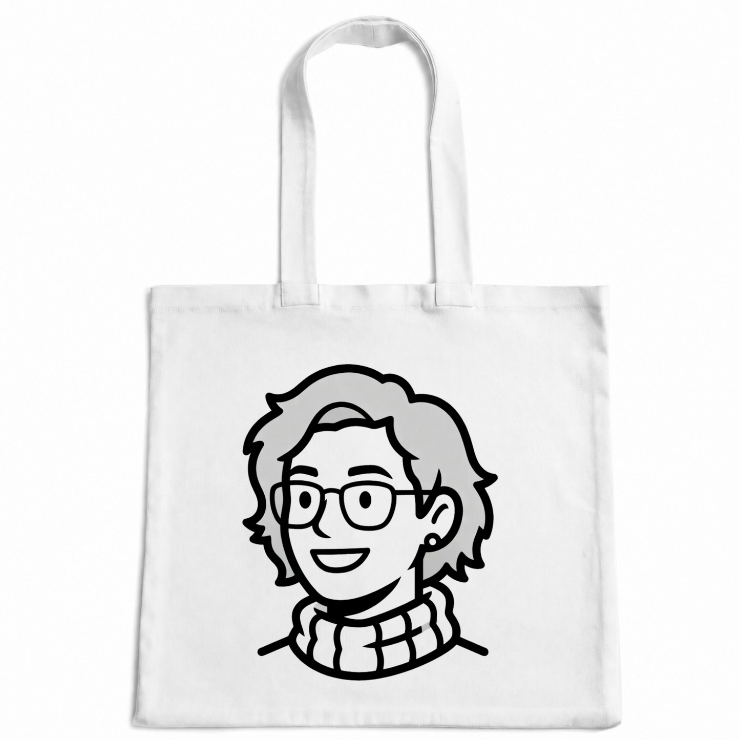 Portrait redessiné à l'encre de Chine, imprimé sur un tote bag en coton